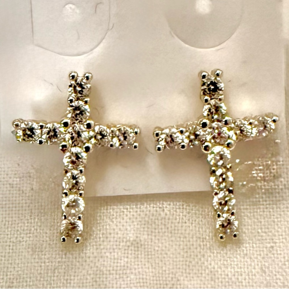 Sparkling AAA CZ Cross Earrings